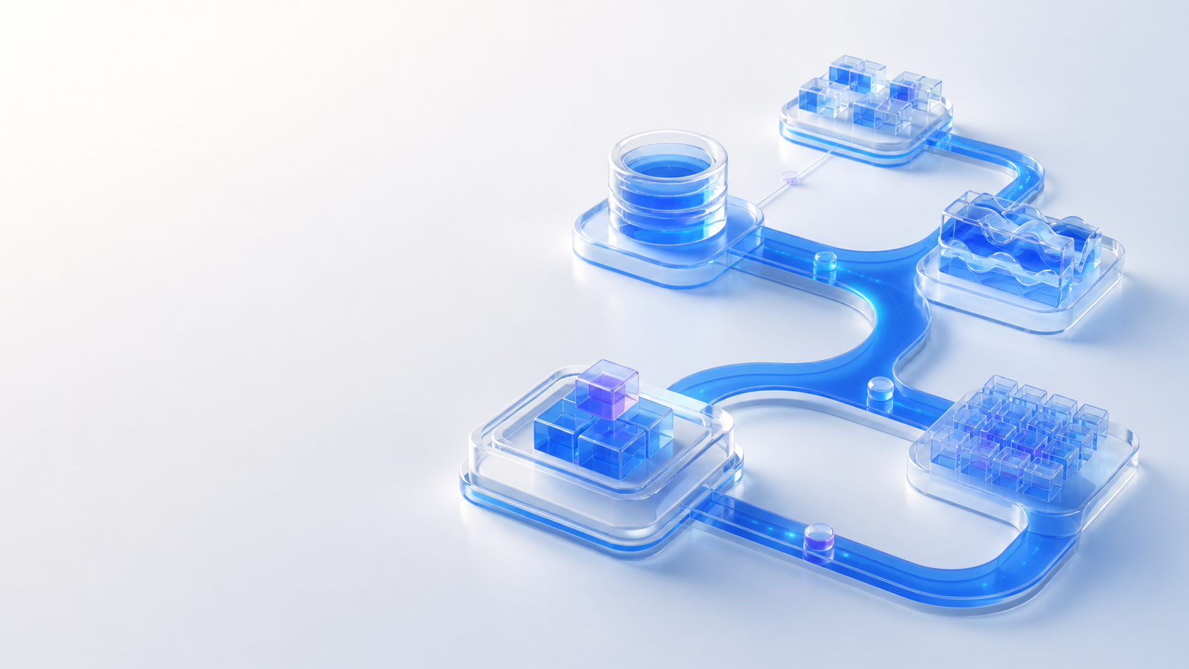 Sistemas digitais conectados por um fluxo azul
